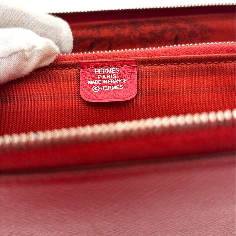 Hermes Hermès Long Leather Wallet Azap Silk in Round Zip Red Size ONE SIZE - 13 Thumbnail
