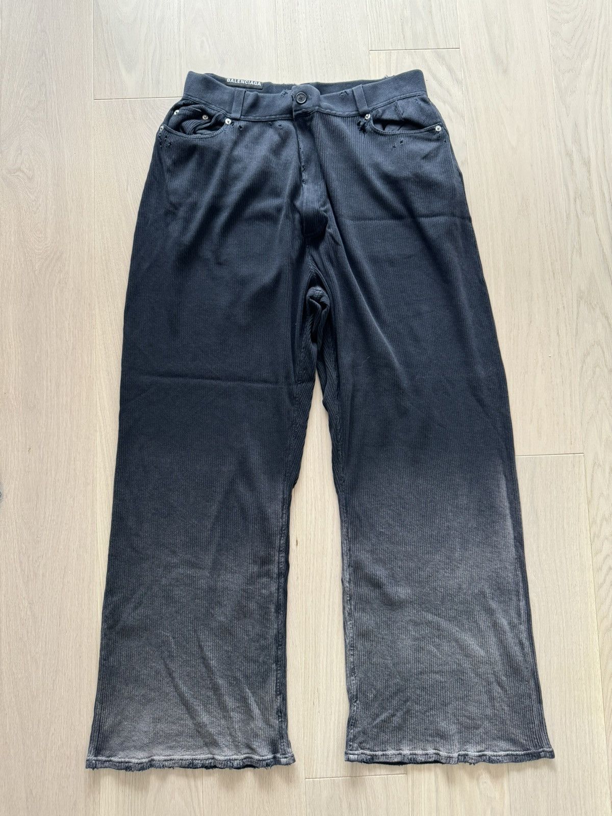 Balenciaga Balenciaga Bleached Cotton Rib Knit Pants Size US 34 / EU 50 - 3 Thumbnail