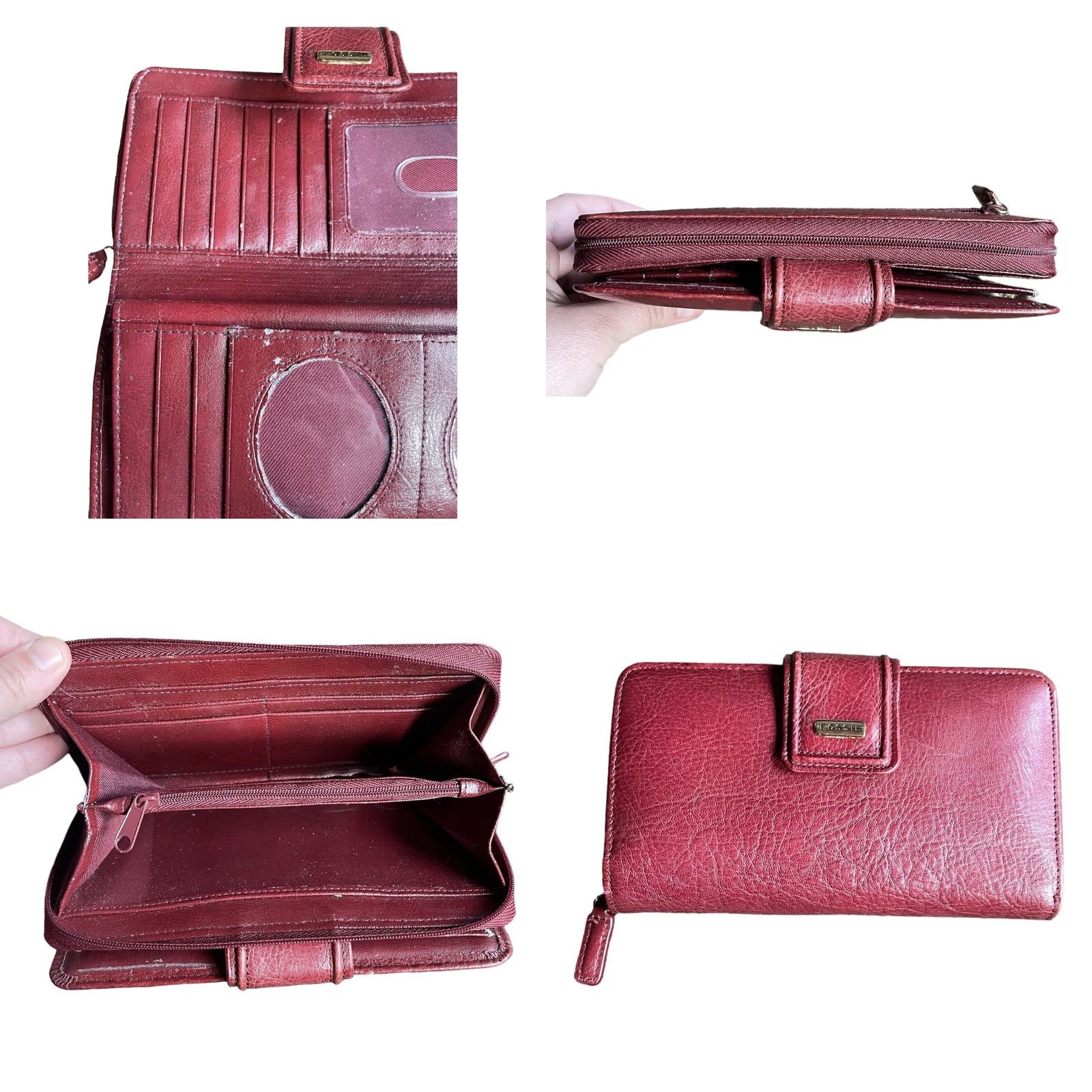 Fossil VINTAGE Fossil Madison Full Zip Clutch Women’s Leather Wallet Red Credit Card Holder Size ONE SIZE - 11 Thumbnail