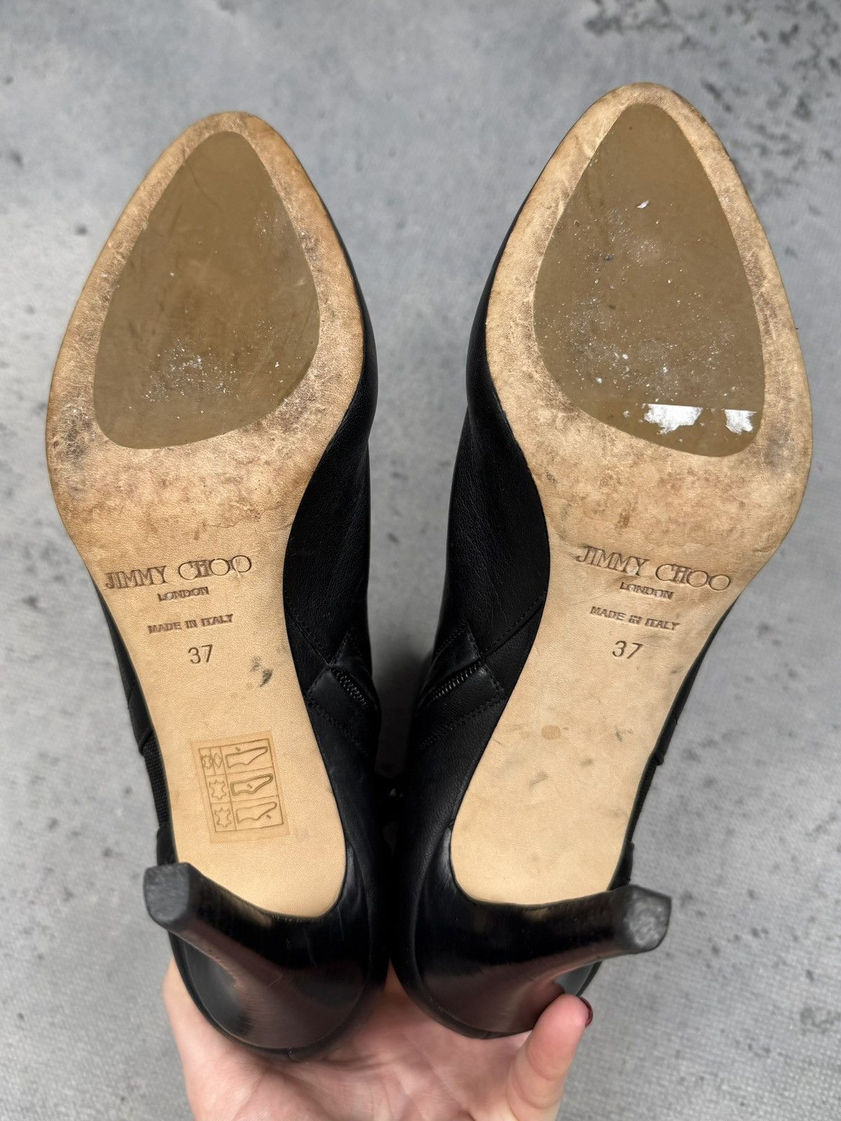 Jimmy Choo Jimmy Choo Black Leather Ankle Boots Stiletto Heels Italy Size US 7 / IT 37 - 3 Thumbnail