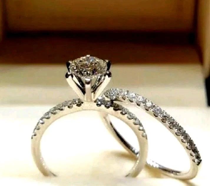 Other Cubic Zirconia Wedding Ring Set Stainless Steel 3Ct Size 7 Size ONE SIZE - 1 Preview