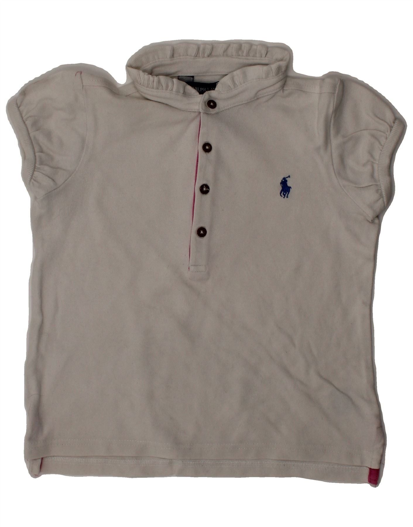 Ralph Lauren Girls Polo Shirt 4-5 Years White Cotton Size XS / US 0-2 / IT 36-38 - 1 Thumbnail