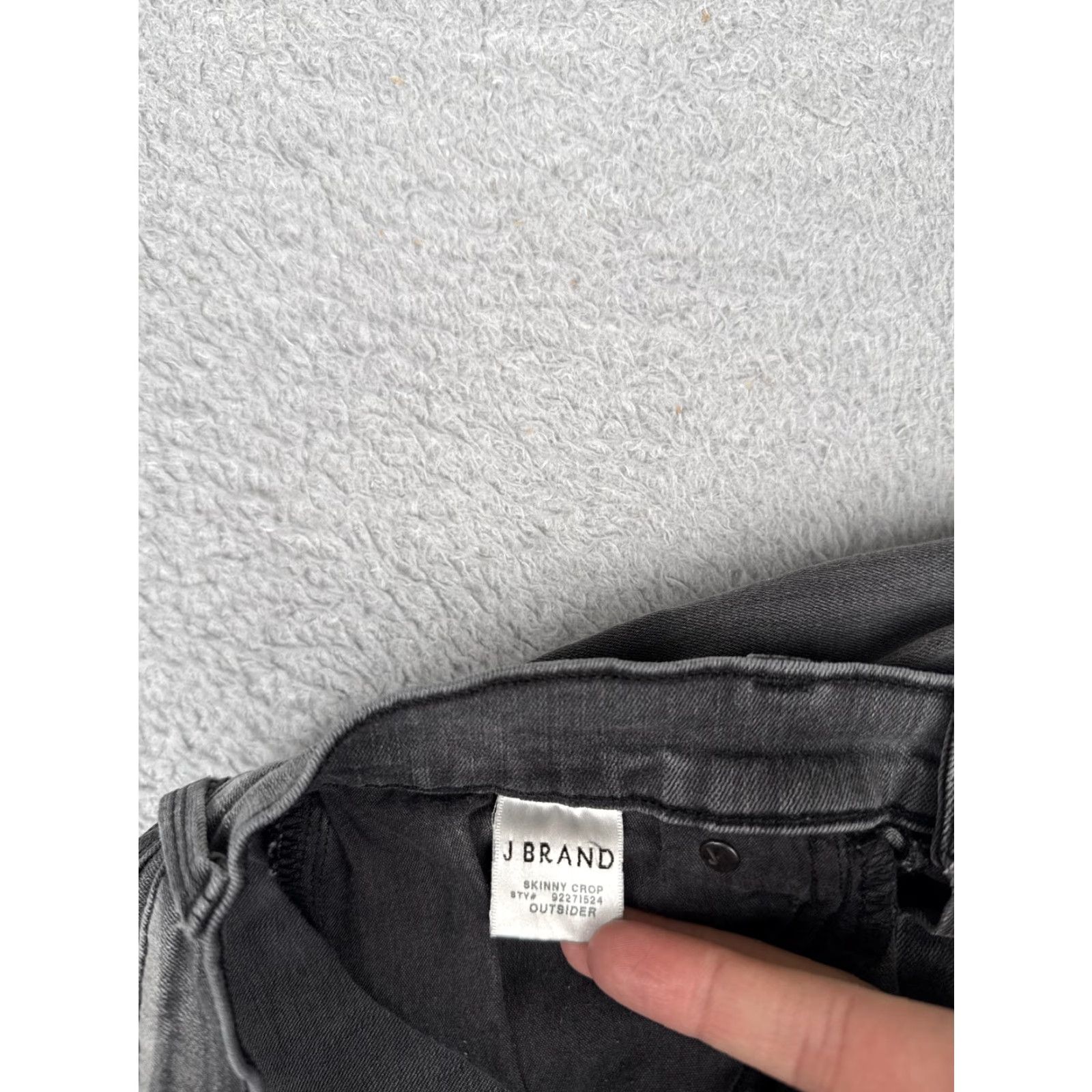 J Brand J Brand Jeans Womens Slim Skinny Crop Outsider Wash Charcoal Gray Denim Distressed 25in Zip 5-Pocket Cotton Blend Spandex Size 42" / US 20 - 7 Thumbnail