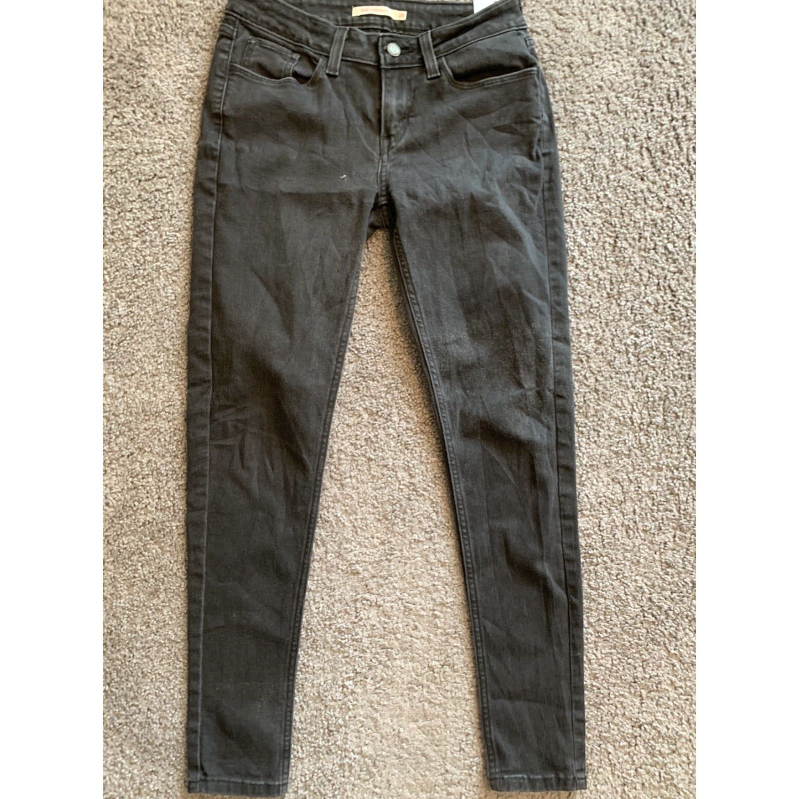 Levi's Womens Levi's 535 Jeans Black Size 28x30 Denim Skinny Regular Inseam 30 Low Rise Logo Solid Cotton Spandex Vintage No Pattern Jeans Size 28" / US 6 / IT 42 - 3 Thumbnail