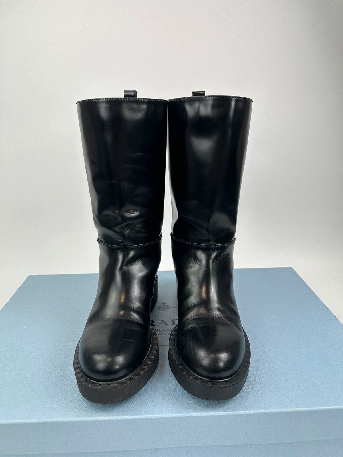 Prada Prada FW2021 Calf Leather Black Boots Vernis Patent Size US 8 / EU 41 - 4 Thumbnail