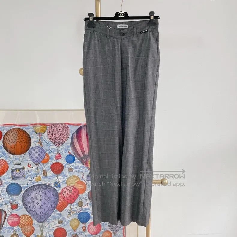 Balenciaga Balenciaga Gray Plaid Pants, Size 36 Size US 36 / EU 52 - 1 Thumbnail