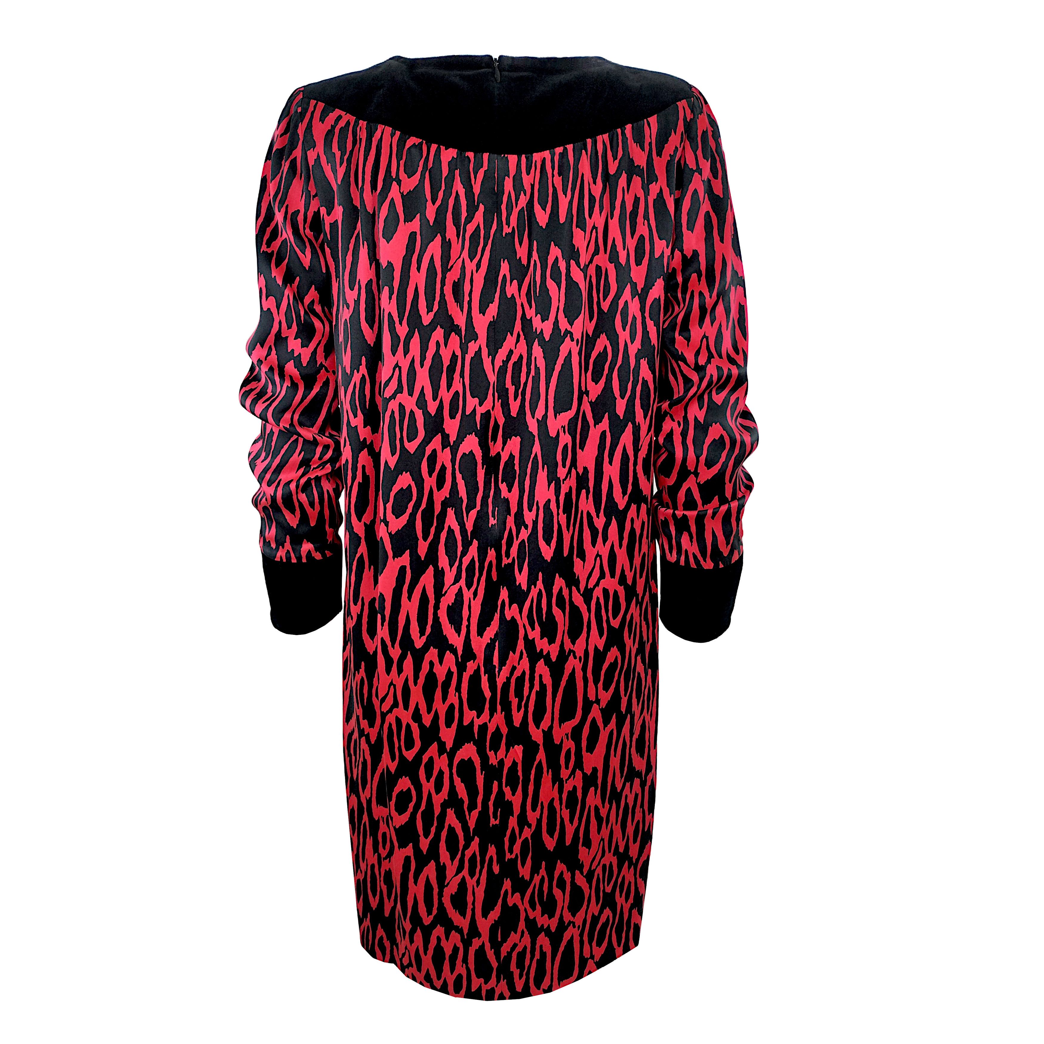 Givenchy Rare Vintage 90s Silk Dress Red Abstract Animal Print Size S / US 4 / IT 40 - 4 Thumbnail