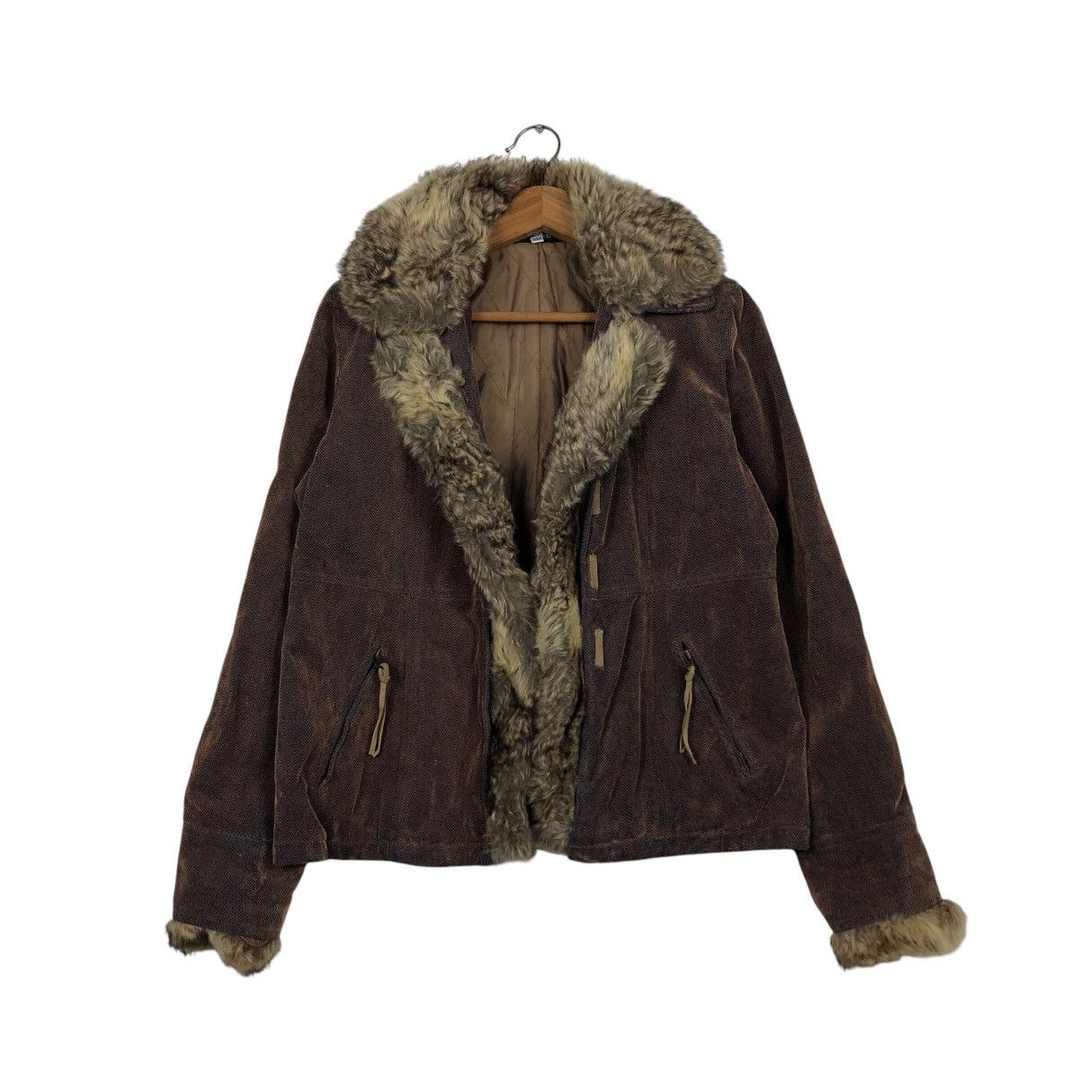 Japanese Brand Vintage Denim Biker Jacket CPMarket Mink Fur Lining Blanket Size US M / EU 48-50 / 2 - 2 Thumbnail