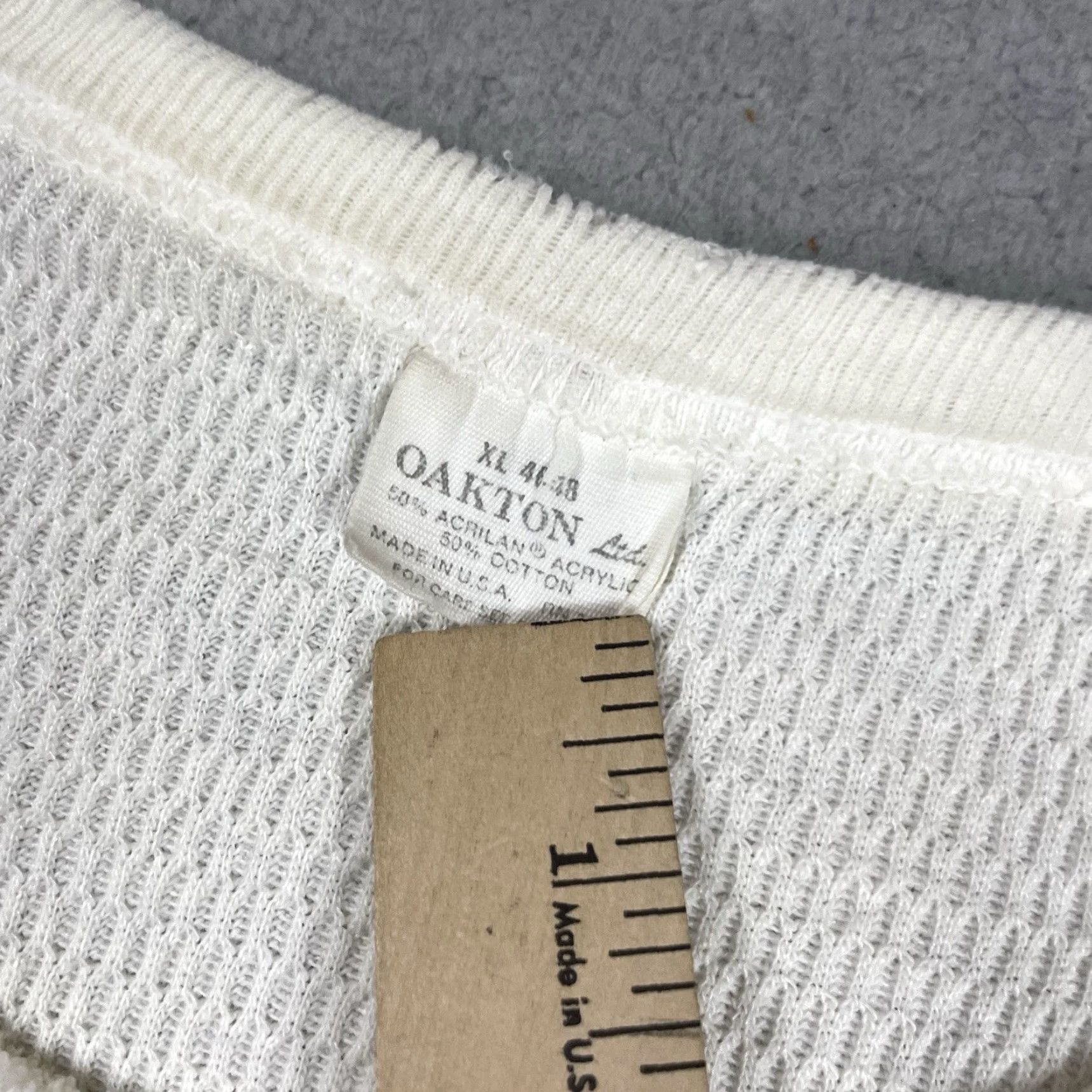 Vintage VINTAGE Oakton Thermal Shirt Men XL White 80s Distressed Made In USA Size US XL / EU 56 / 4 - 3 Thumbnail