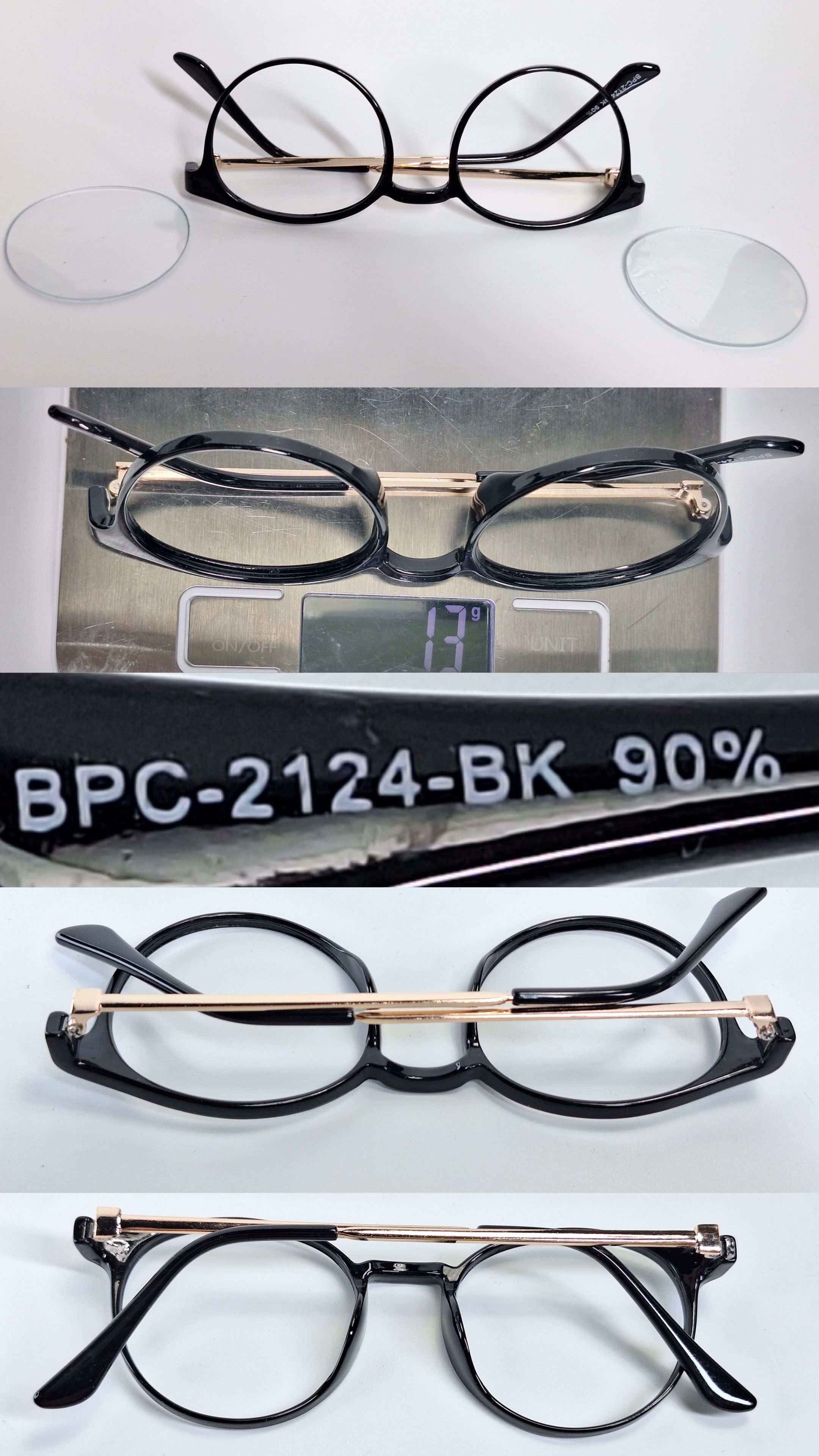 Other 3COINS BPC-2124 Japan Black Gold Boston Eyeglass Frame Size ONE SIZE - 9 Thumbnail