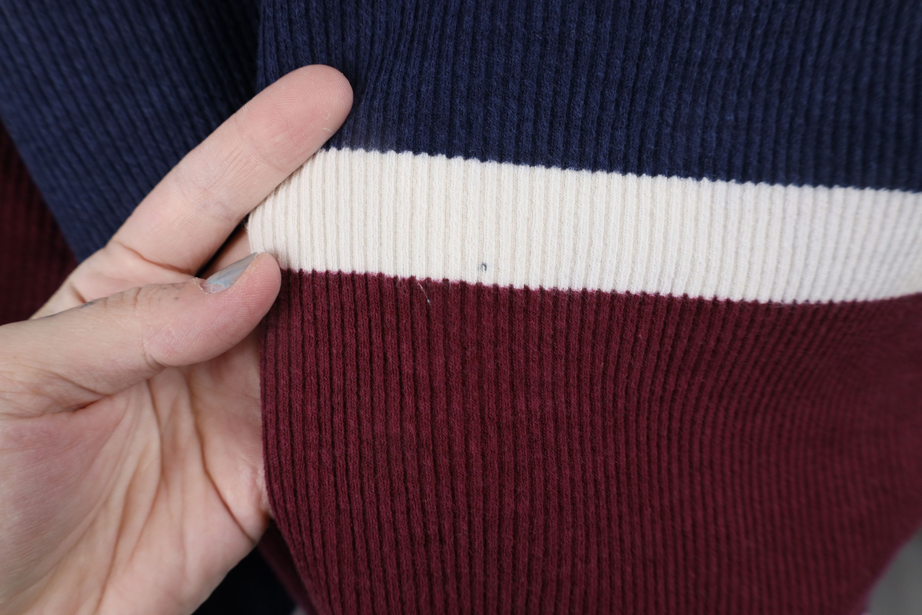 Vintage Vintage 90s Streetwear Striped Ribbed Knit Long Sleeve Polo Size US L / EU 52-54 / 3 - 6 Thumbnail