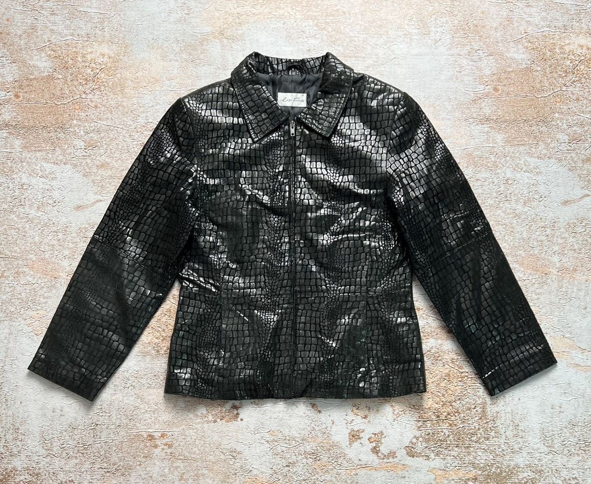 image of 20471120 x Avant Garde Vintage Leather Jacket Like Snake Skin in Black, Women's (Size Small)