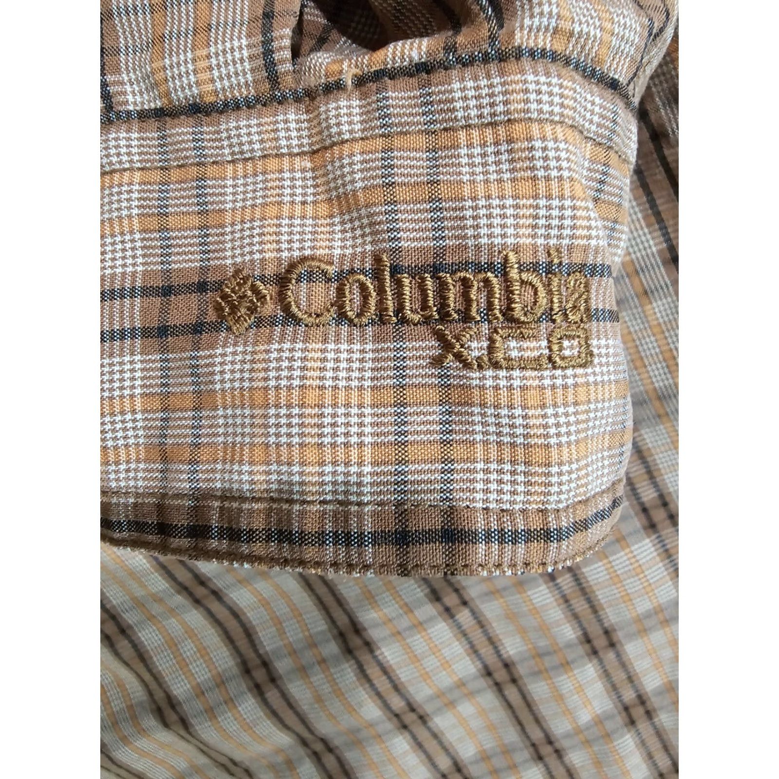 Vintage VINTAGE Columbia Plaid XCD Button Up Long Sleeve Shirt Mens Large Tan/Gold Beige Cotton Regular Button-Down Collared - Mens Size US L / EU 52-54 / 3 - 6 Thumbnail