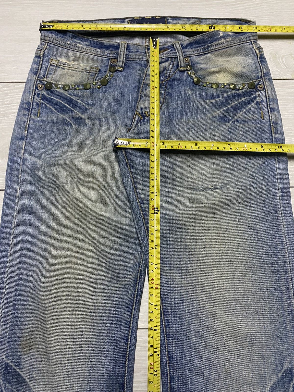 Tornado Mart Vintage Japanese Brand JC Studded Embroidered Cross Flare Size US 30 / EU 46 - 18 Thumbnail