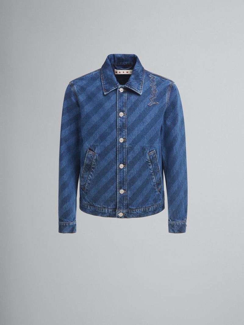 Marni o1f1d3z0326 Striped Denim Jacket in Blue Size US L / EU 52-54 / 3 - 1 Thumbnail
