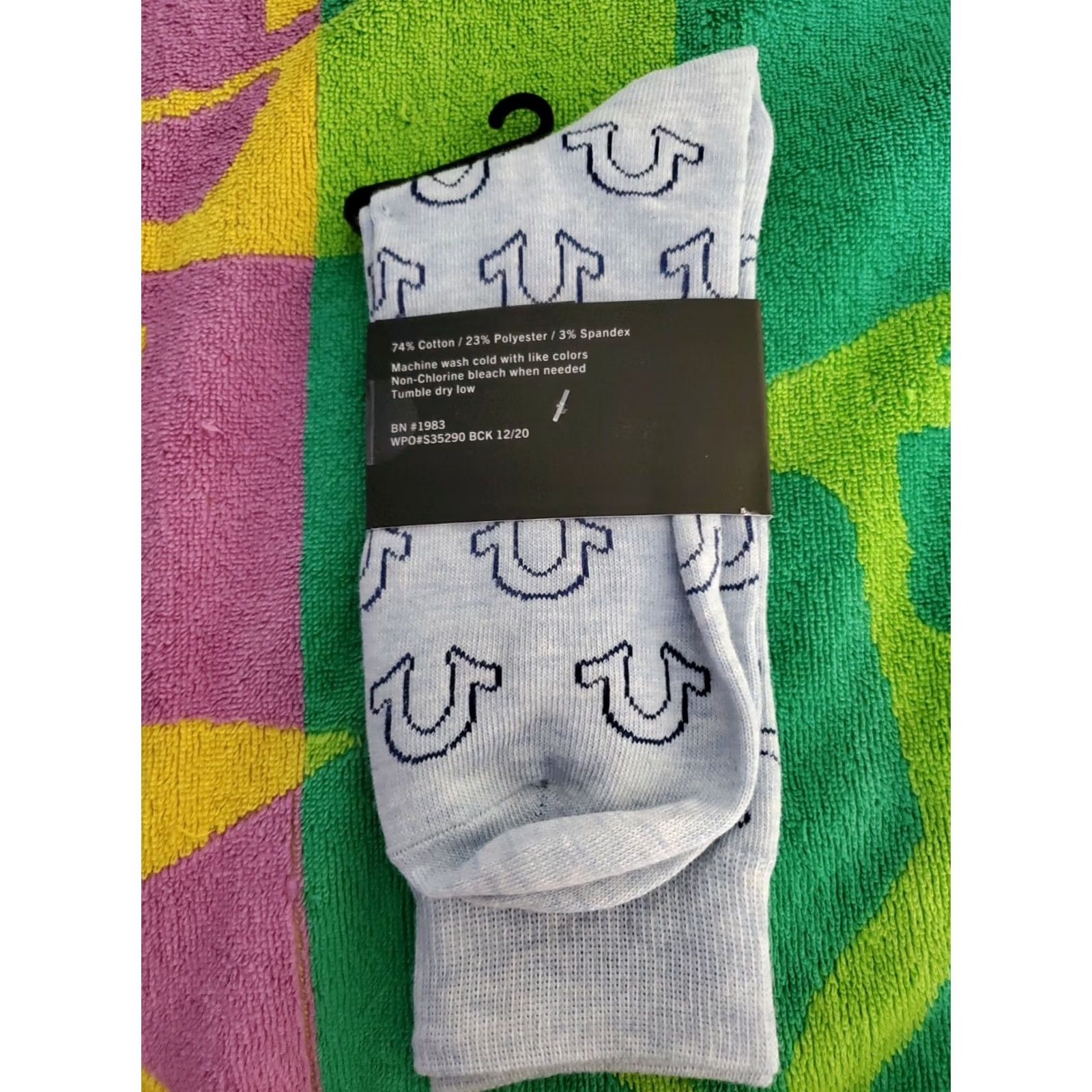 True Religion TRUE RELIGION Socks Crew 10-13 Men Blue 1 Pair Cotton Blend Horse-Shoe Size ONE SIZE - 2 Thumbnail