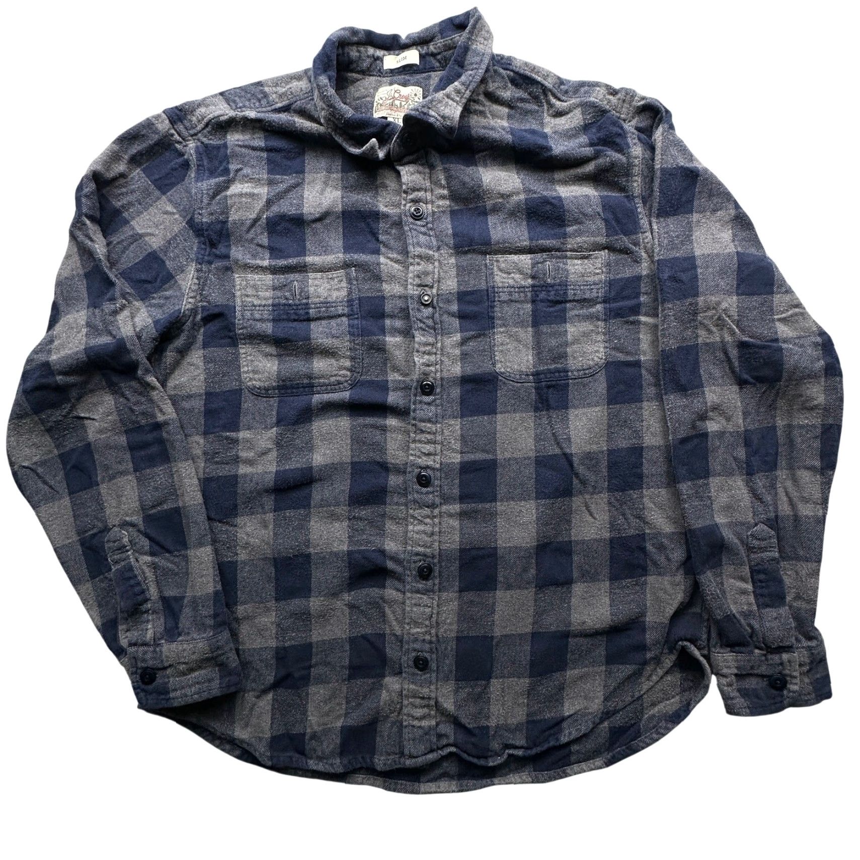 J.Crew J.CREW Midweight Flannel Shirt XL Slim Long Sleeve Blue Plaid Button-Up Casual Workwear Mens Size US XL / EU 56 / 4 - 2 Thumbnail