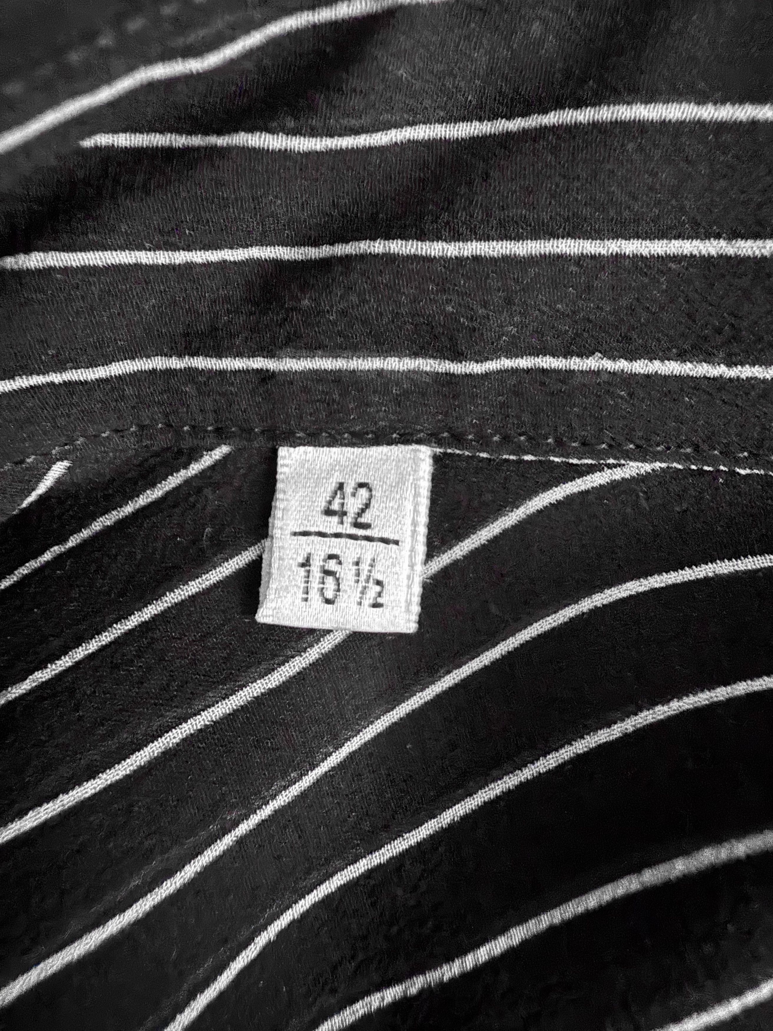 Saint Laurent Paris Black Pinstriped Silk Shirt Size US L / EU 52-54 / 3 - 12 Thumbnail