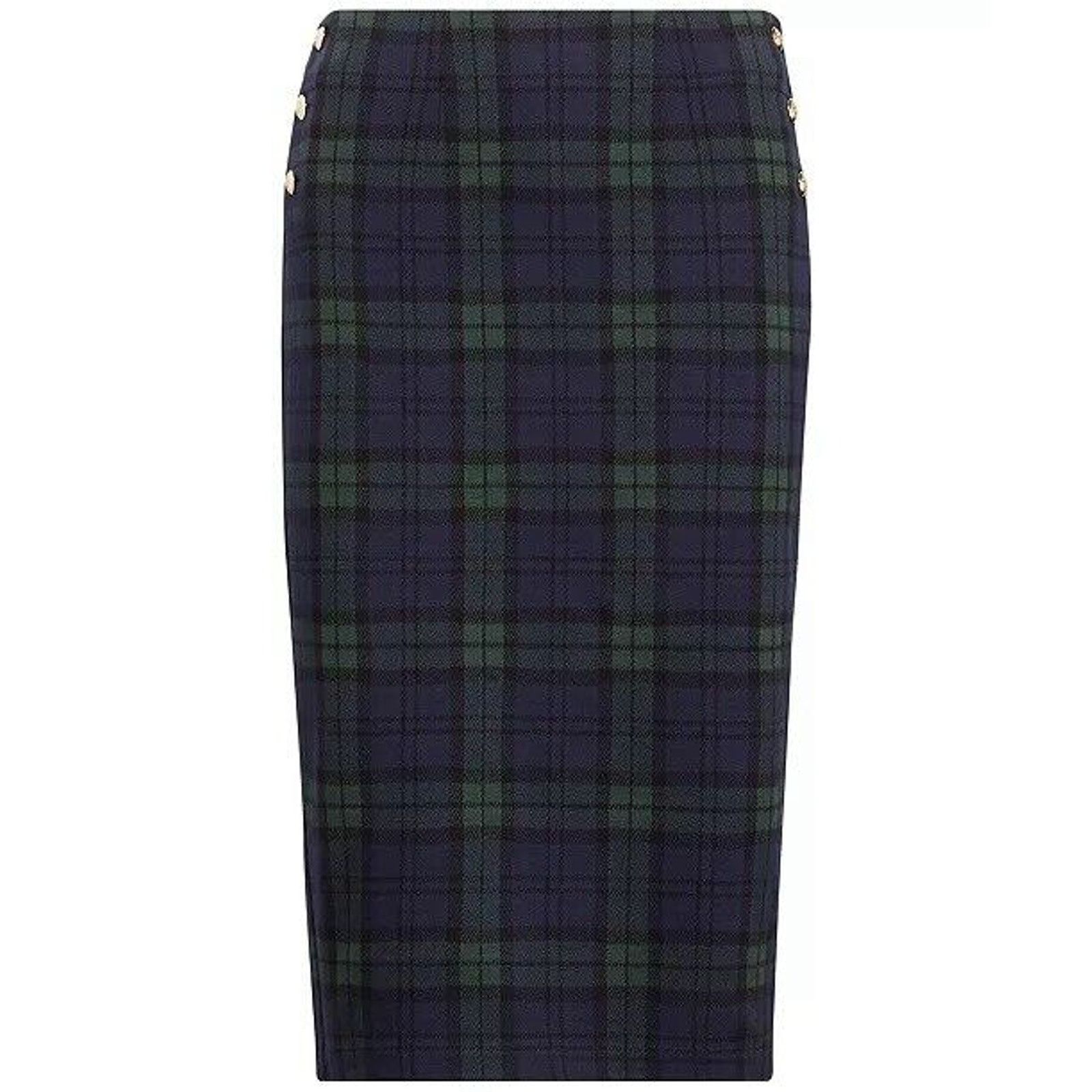 Ralph Lauren RALPH LAUREN Plaid Jacquard Pencil Skirt Gold Button Tartan Size 27" / US 4 / IT 40 - 4 Thumbnail