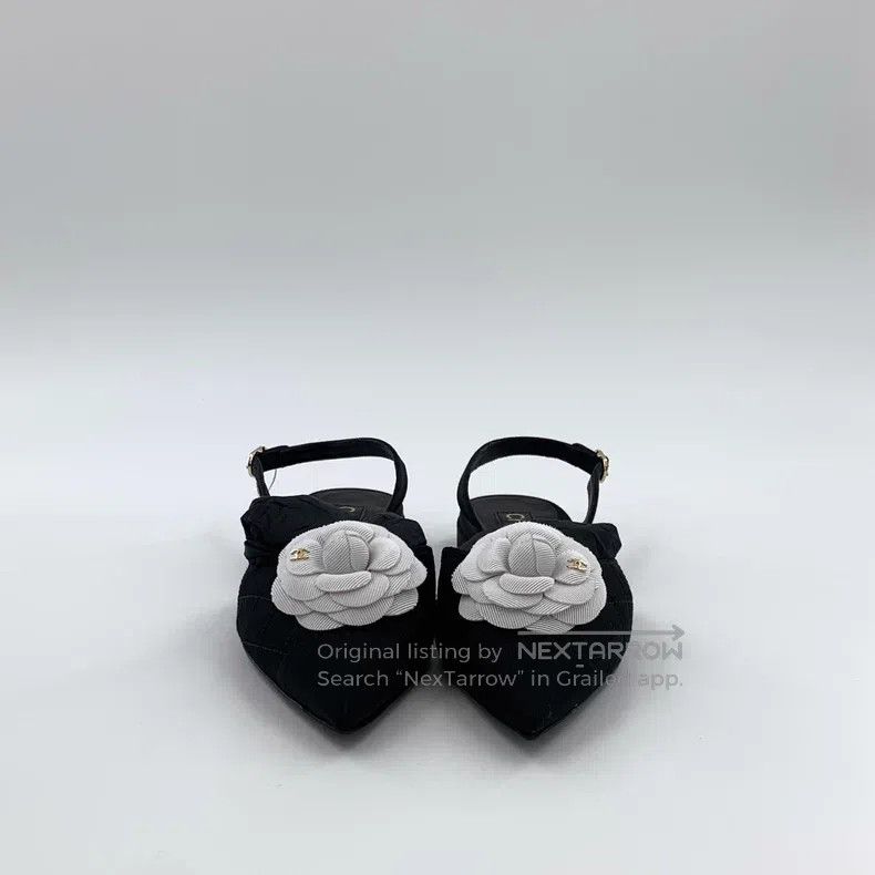 Chanel Chanel Black camelia pointed buckle casual flat-bottomed c Size US 7 / IT 37 - 3 Thumbnail