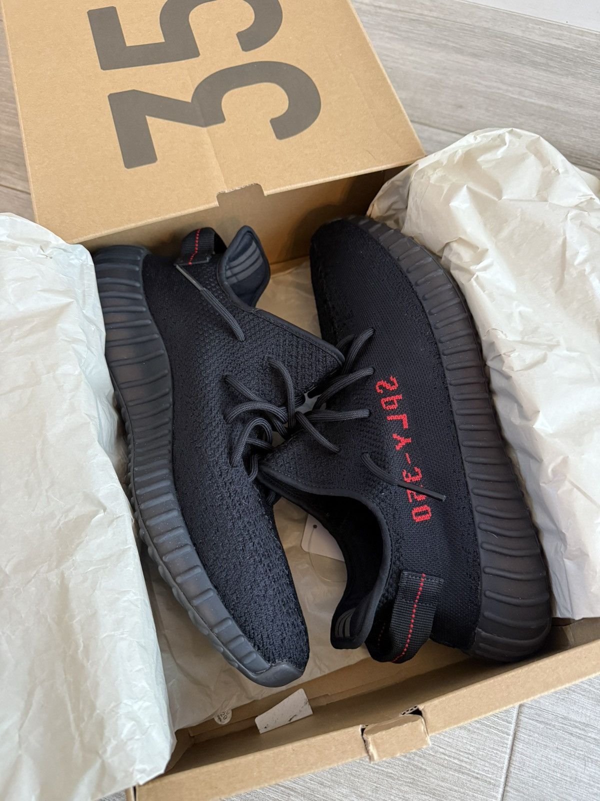 ADIDAS Yeezy Boost 350 V2 Bred CP9652 Core Black Red Size 12