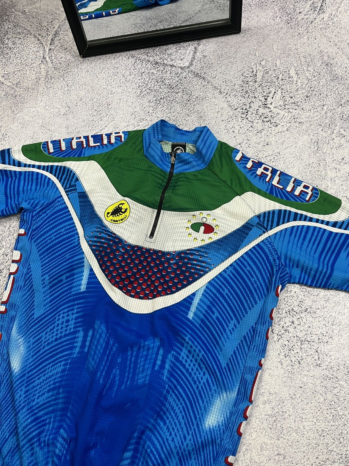 Vintage Castelli Italia Velo Cycling Jersey Crazy Overprint Rare Size US XL / EU 56 / 4 - 5 Thumbnail