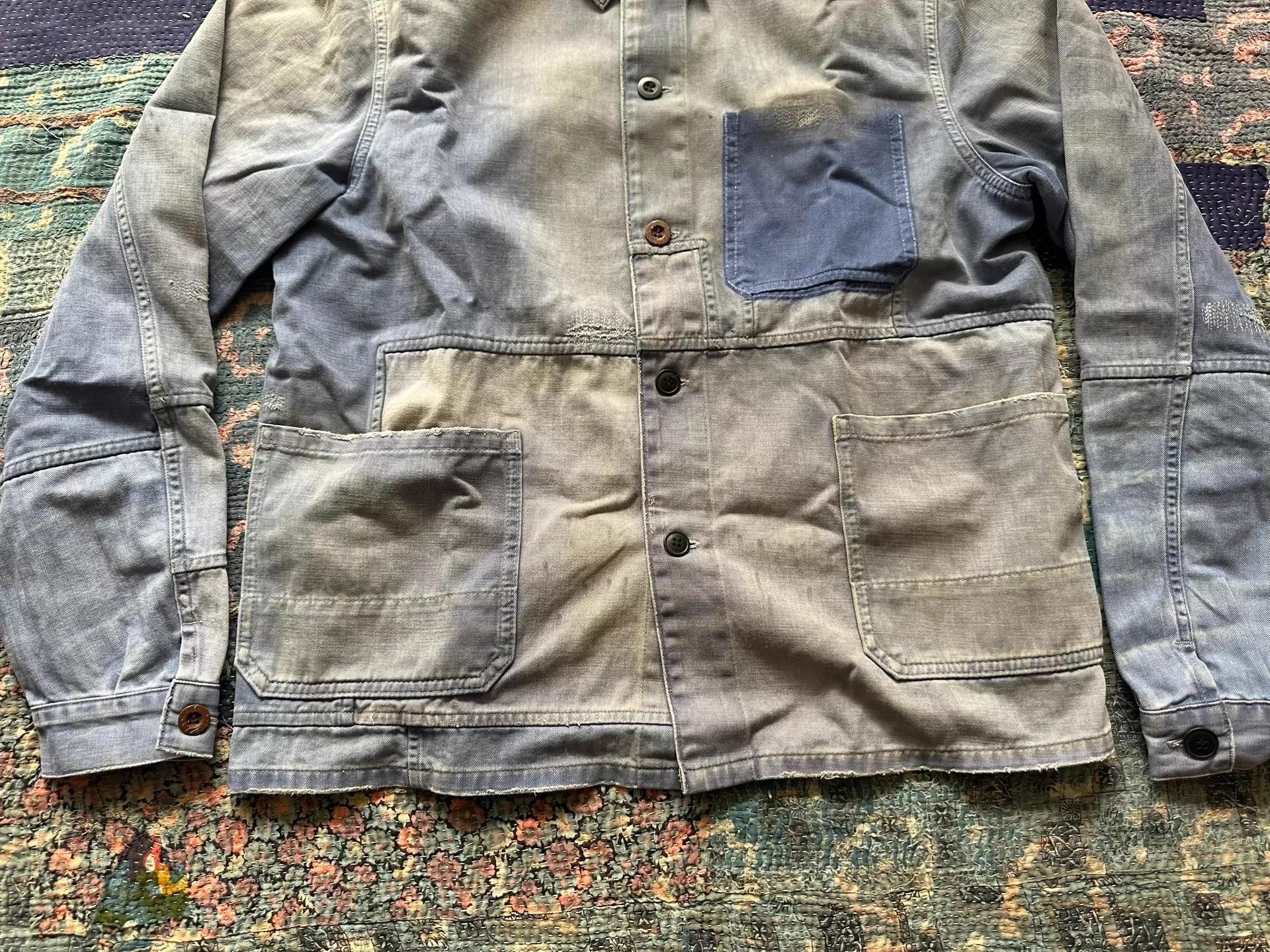 RRL Ralph Lauren RRL Original Distressed Patched French Work Jacket Size US S / EU 44-46 / 1 - 4 Thumbnail