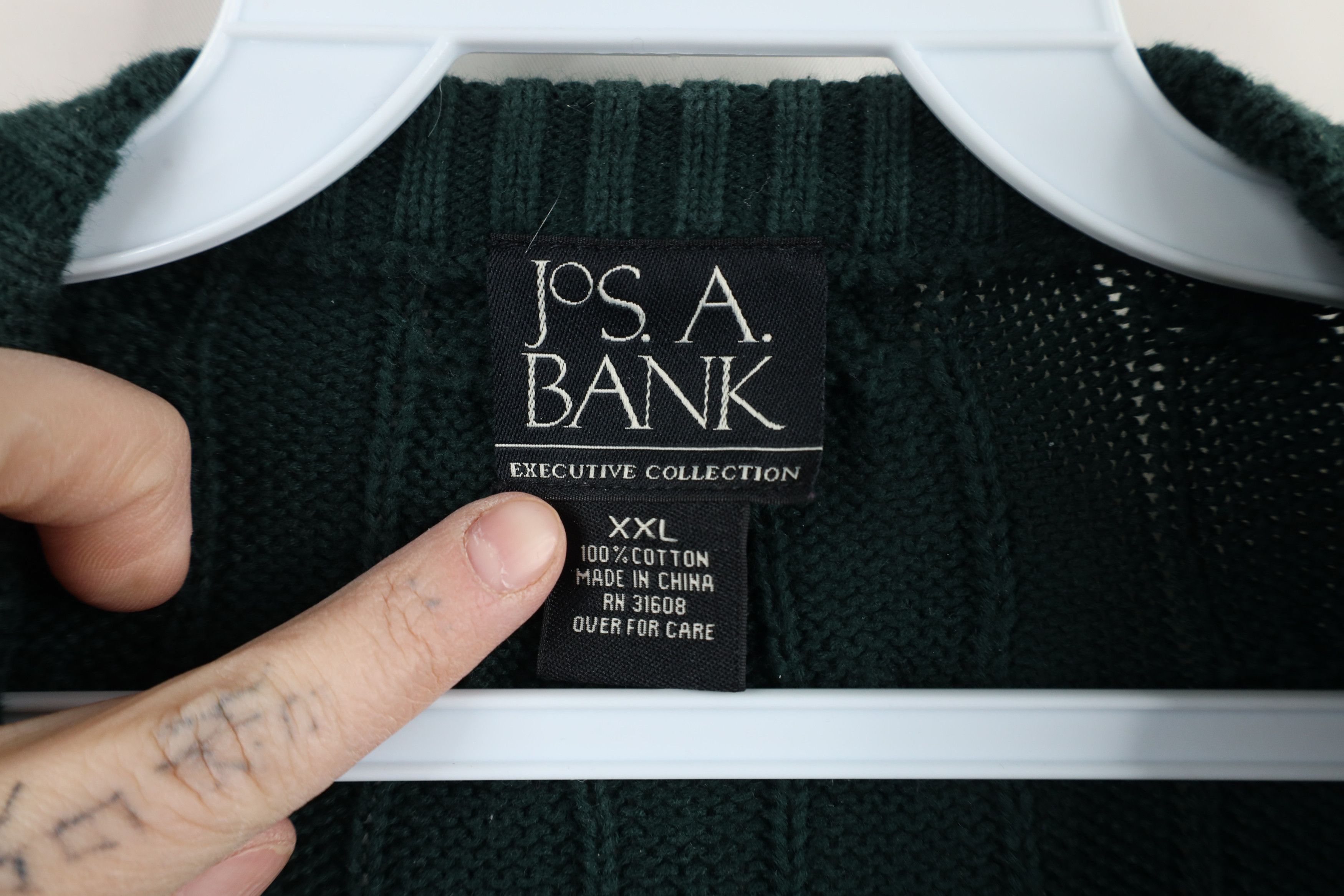 Jos. A. Bank × Vintage Vintage Jos A Bank Blank Chunky Cotton Cable Knit Sweater Size US XXL / EU 58 / 5 - 4 Thumbnail