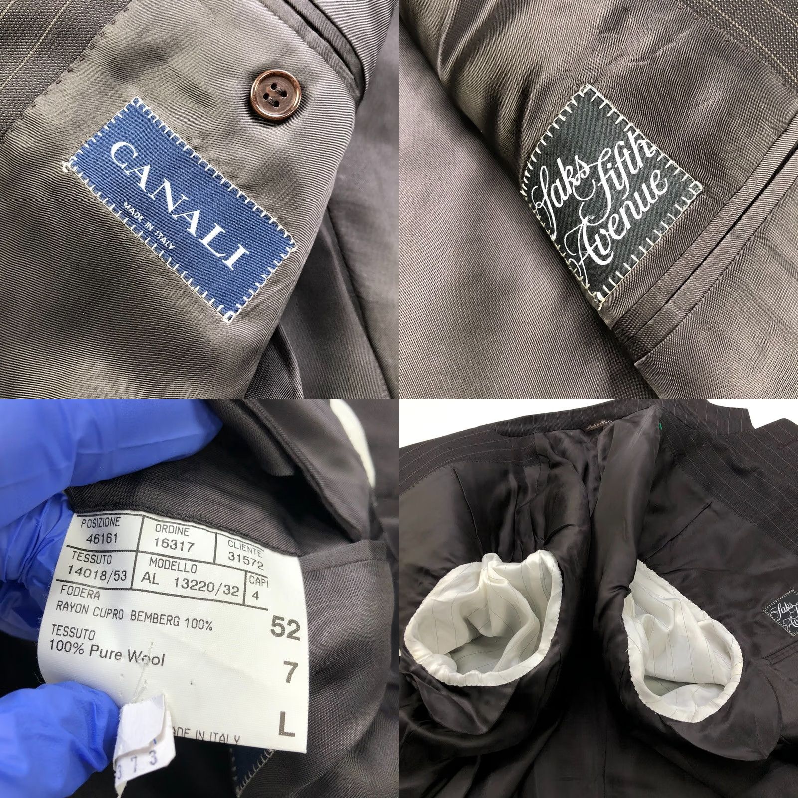 Canali Canali Men's Dark Brown Striped 100% Wool Suit Sport Coat Jacket EUR 52 Size 42R - 10 Thumbnail