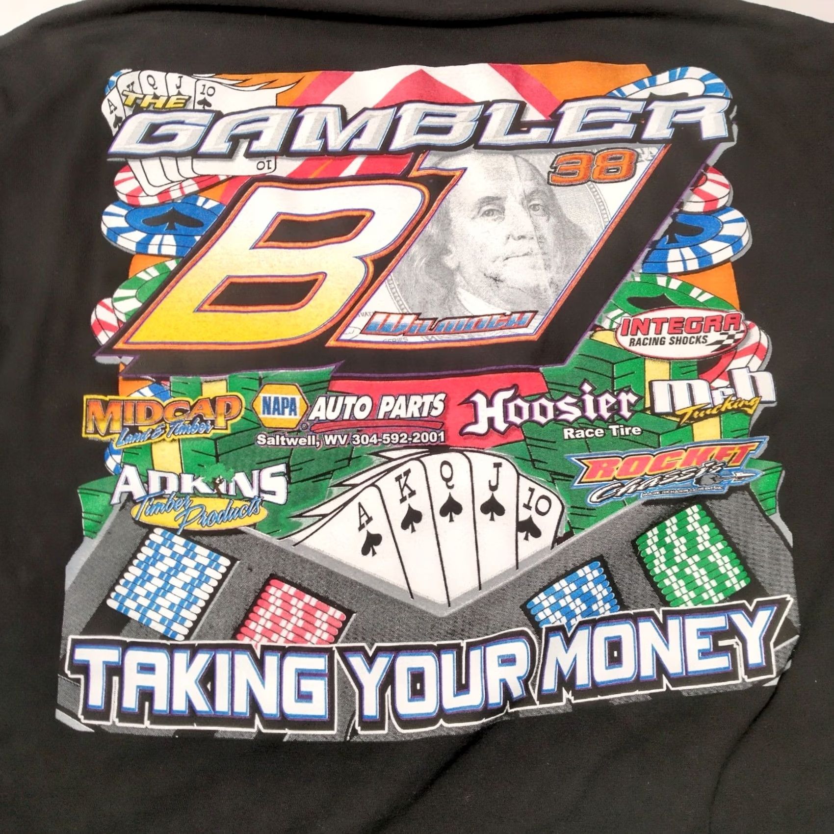 Vintage VINTAGE Diamond Style Alstyle Apparel The Gambler Race Car Shirt XL Men Black Short Sleeve Crew Neck Double-Sided Racing T Shirt West Virginia Size US XL / EU 56 / 4 - 5 Thumbnail