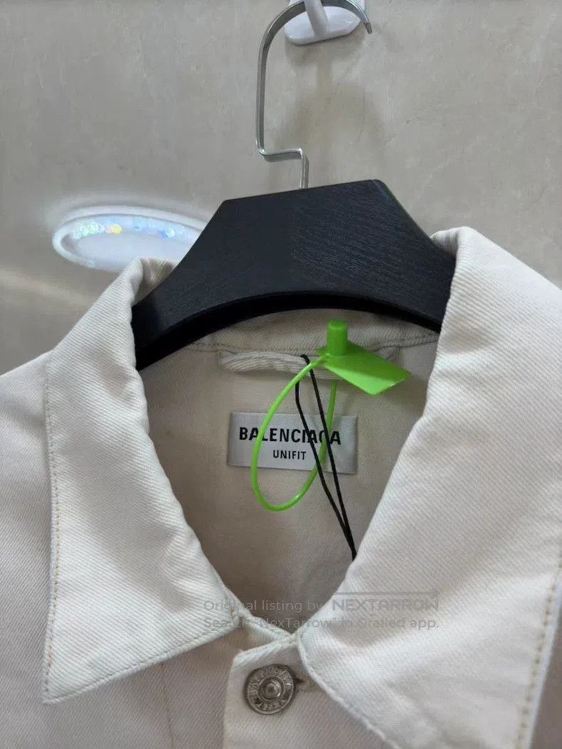 Balenciaga Balenciaga Logo Embroidered White Denim Jacket. Size US XS / EU 42 / 0 - 3 Thumbnail