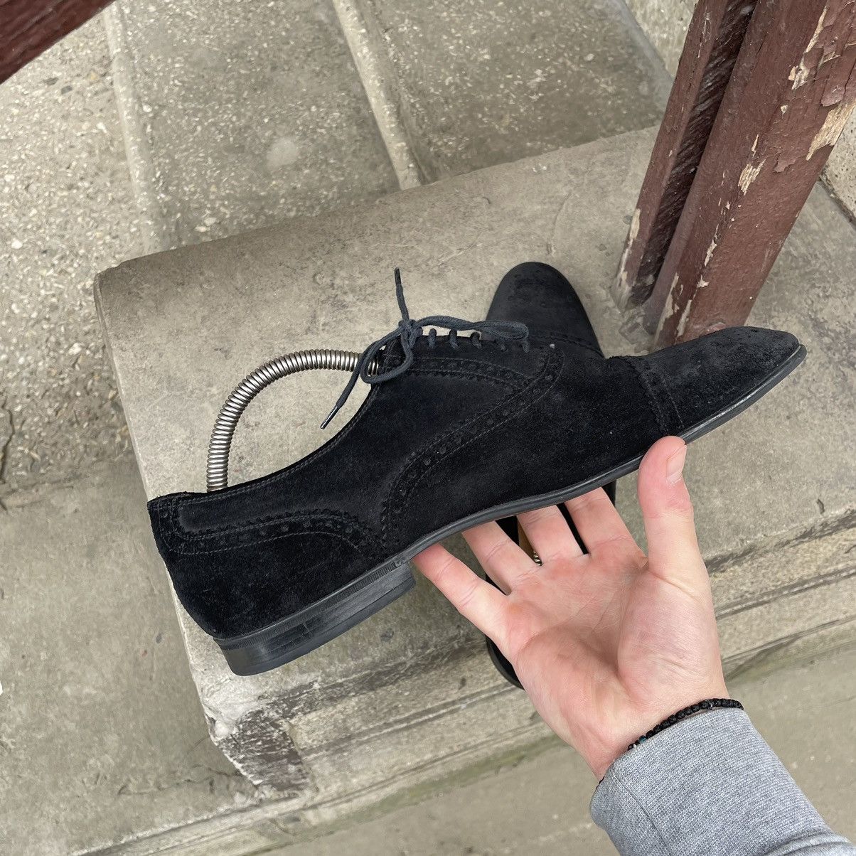 Gucci GUCCI Oxford Brogues Metal Logo Black Suede Size US 9 / EU 42 - 10 Thumbnail