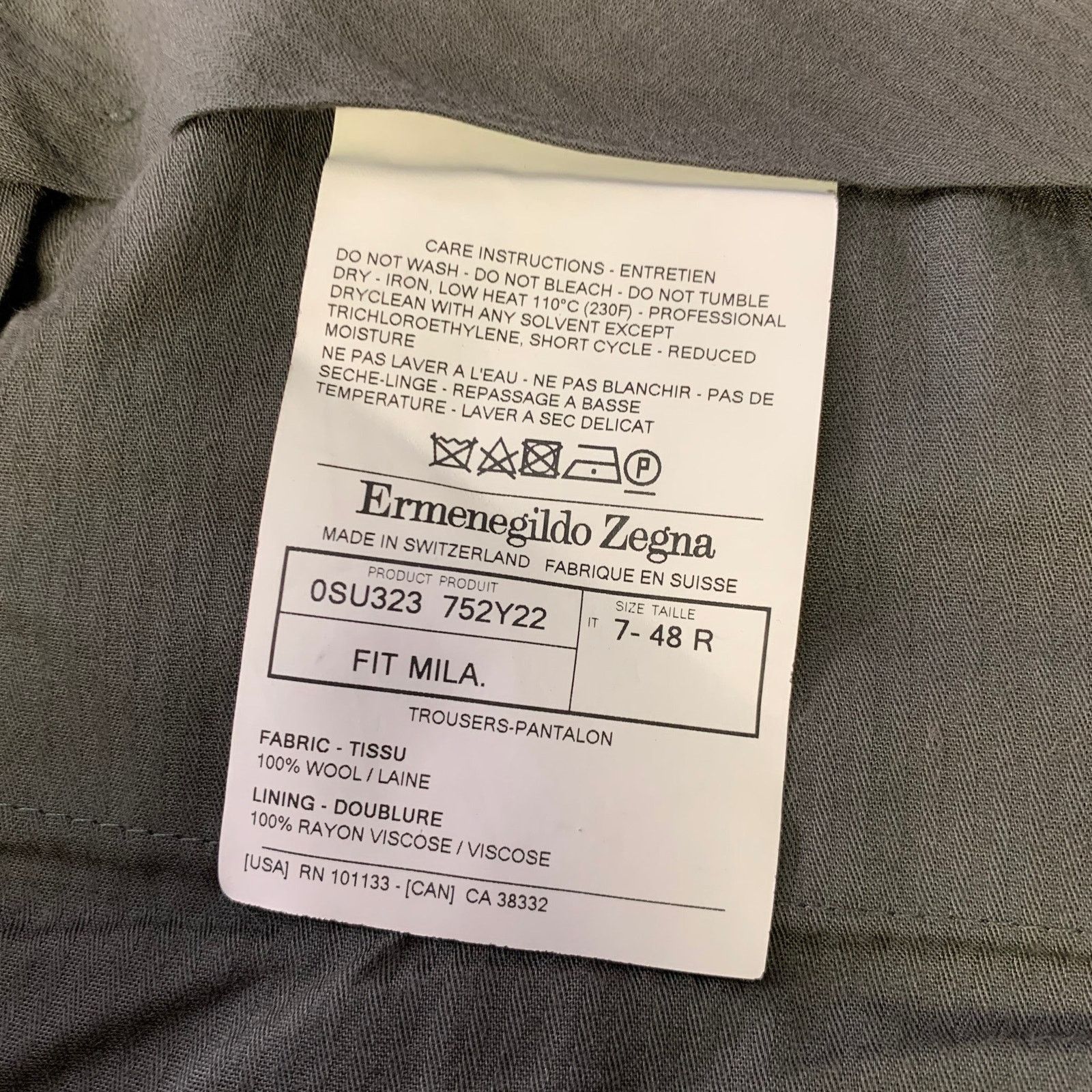 Ermenegildo Zegna ERMENEGILDO ZEGNA Size 32 Grey Wool Slim Fit Dress Pants Size US 32 / EU 48 - 3 Thumbnail