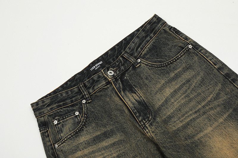 Vintage Men's Retro Loose Straight Leg Washed Distressed Flare Jeans Size US 32 / EU 48 - 3 Thumbnail