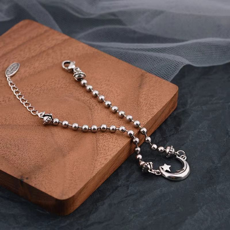 Jewelry Creative Moon Stars Bead Chain Bangles Bracelet Size ONE SIZE - 3 Thumbnail