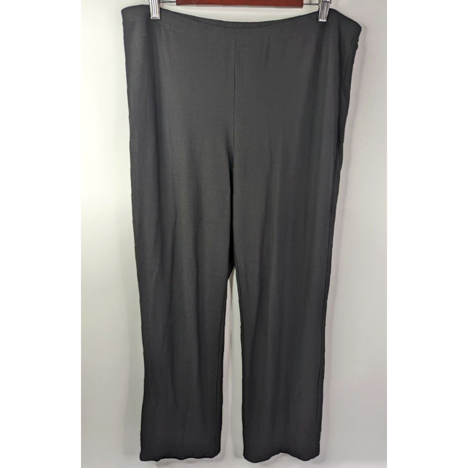Eileen Fisher EILEEN FISHER Black Stretch Crepe Relaxed Leg Pants Women's L MADE IN USA Size 36" / US 14 / IT 50 - 2 Thumbnail