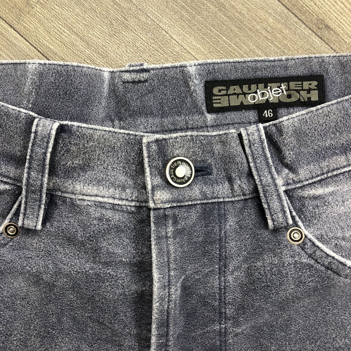 Vintage Jean Paul Gaultier Object Grey Wash Velvet Pants