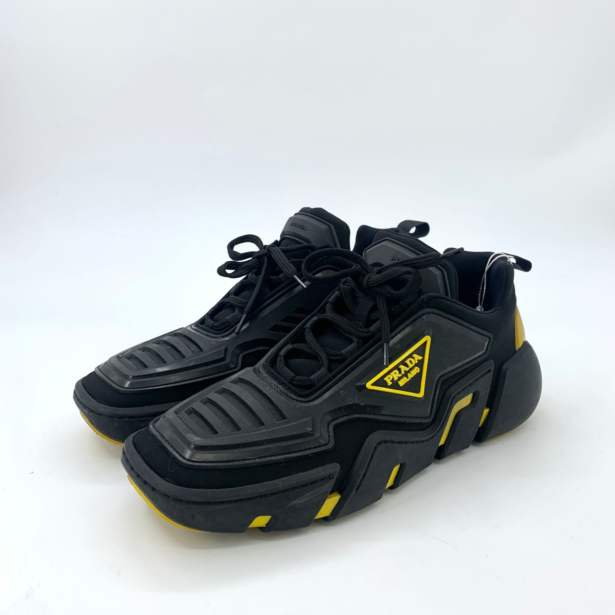 Prada Prada Black Triangle Logo Lace-Up Platform Sneakers (Size 40 Size US 7.5 / EU 40-41 - 1 Thumbnail