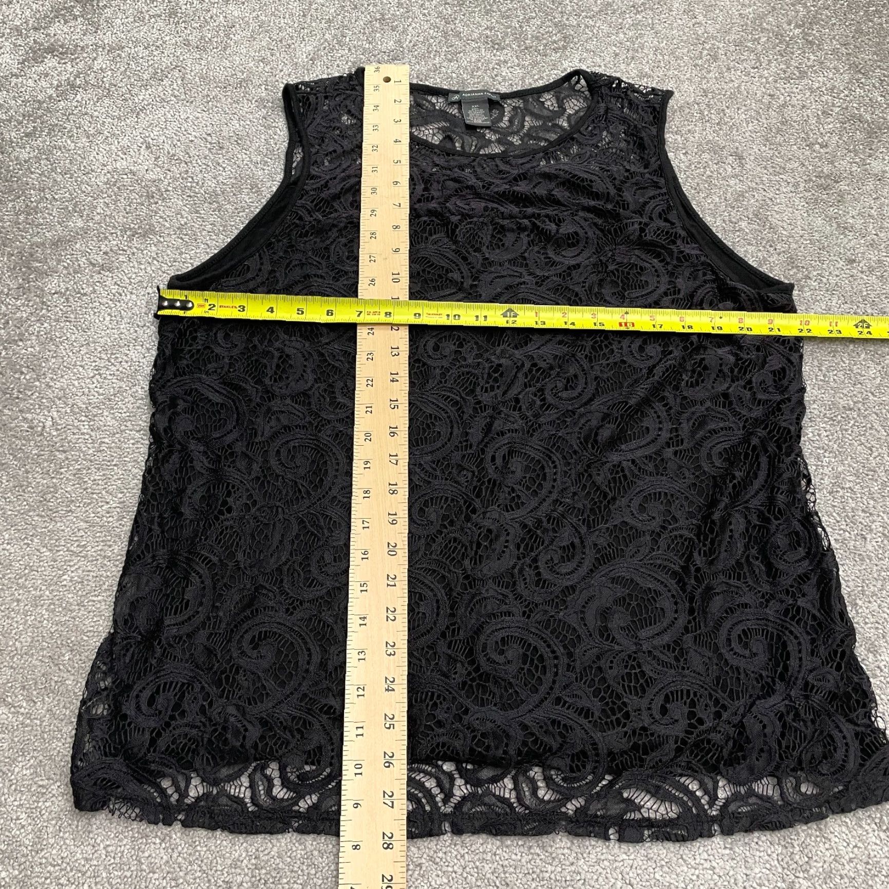 Adrianna Papell Adrianna Papell Lace Tank Top Womens 2XL Black Sleeveless Round Neck Casual Shirt Sleeveless Womens Black Lace Tank Top Size XXL / US 16-18 / IT 52-54 - 7 Thumbnail