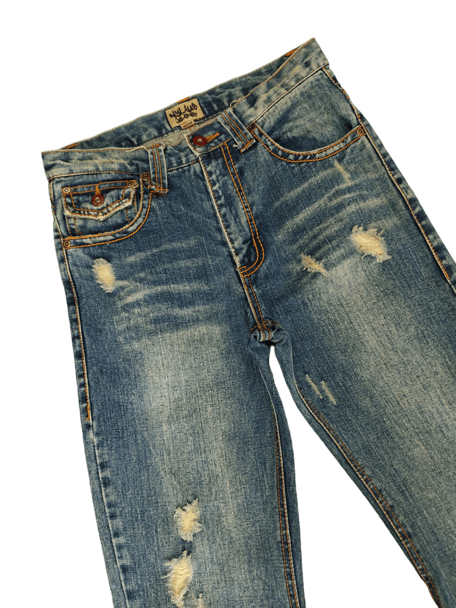 If Six Was Nine Flare Jeans Nylaus Distress Embroidered Denim Bootcut Mudmax Size US 30 / EU 46 - 5 Thumbnail