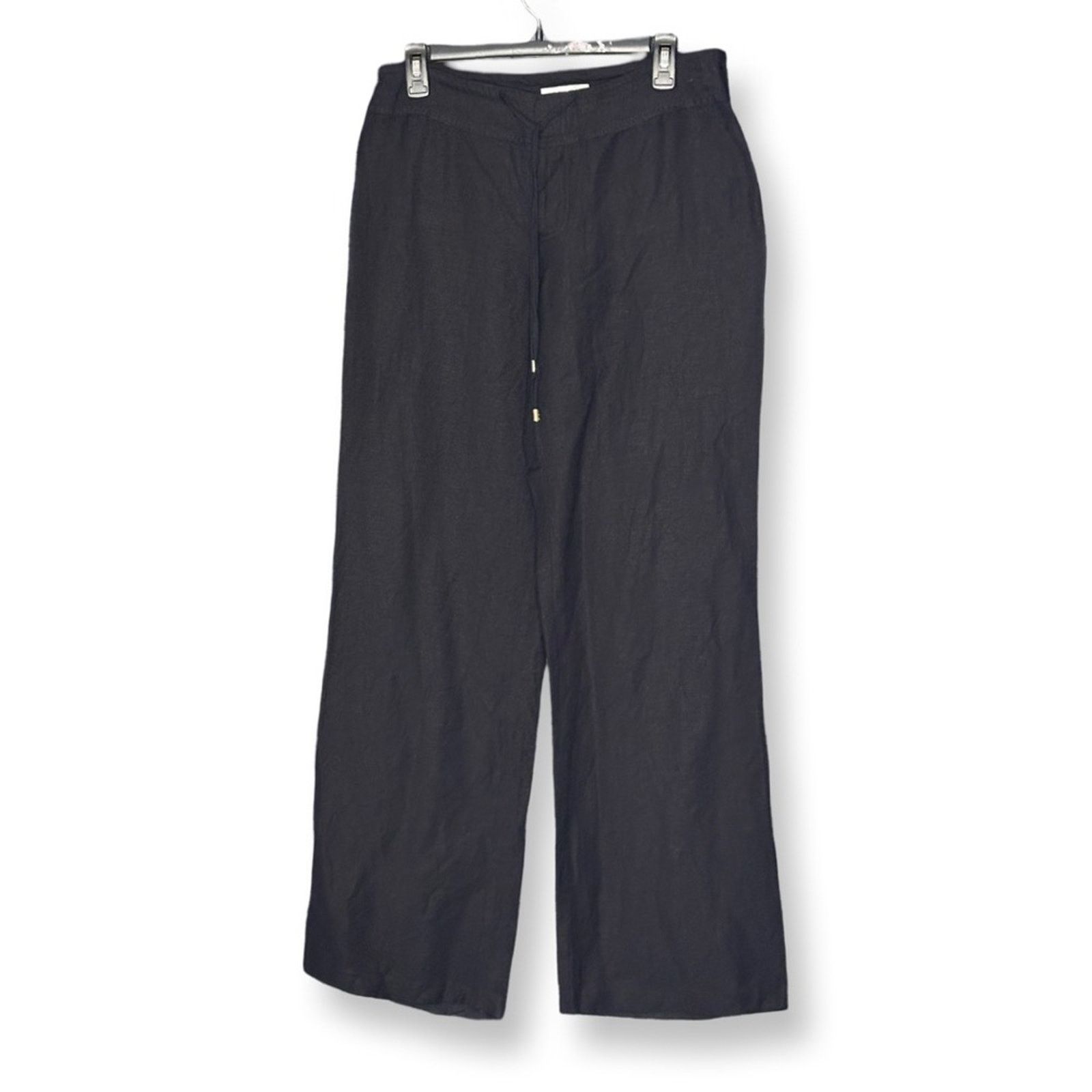 Calvin Klein Calvin Klein Black Linen Wide Leg Drawstring Pants Size 30" / US 8 / IT 44 - 3 Thumbnail