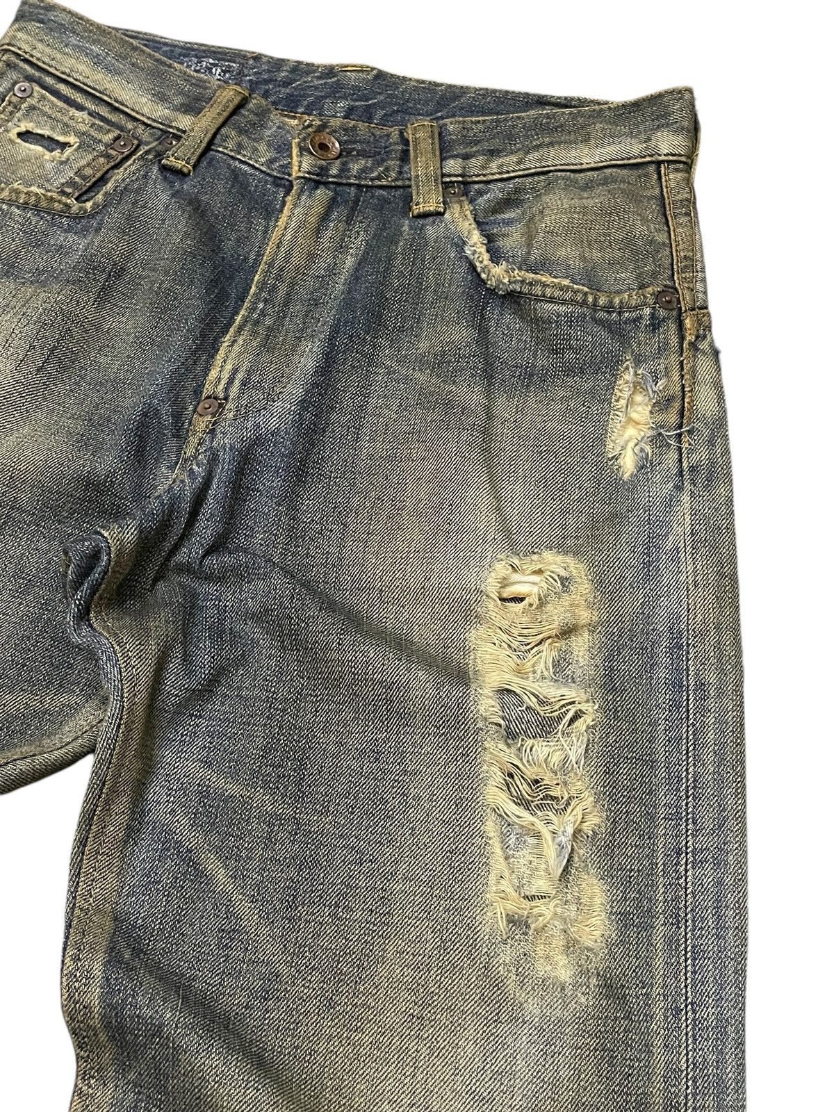 Edwin × If Six Was Nine × Levi's Edwin 505 Selvedge Muddy Wash Distressed Loose Jeans Size US 29 - 7 Thumbnail