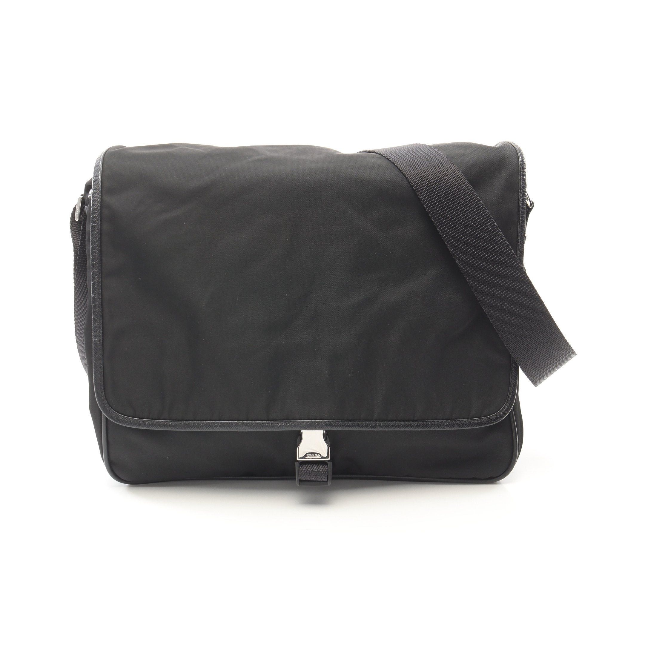 Prada Prada Tessuto Saffiano Shoulder Bag Nylon Leather Black Size ONE SIZE - 1 Thumbnail