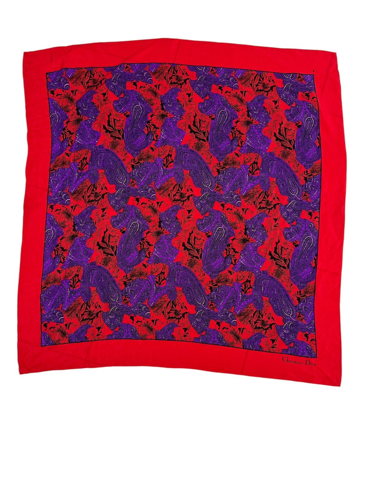 Celine × Vintage Vintage Dior Silk Scarf Paisley Red Purple Designer Size ONE SIZE - 1 Thumbnail