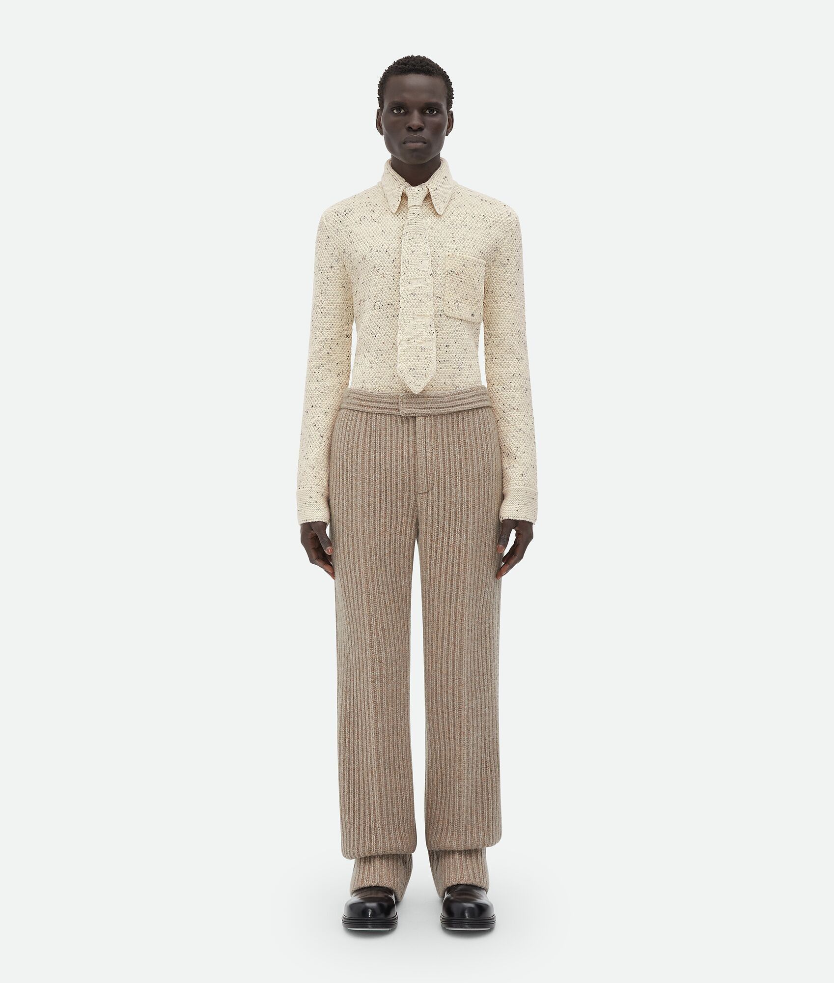 Bottega Veneta o1loc1c0325 769077 Wool Knitted Shirt in Ivory Size US L / EU 52-54 / 3 - 5 Thumbnail