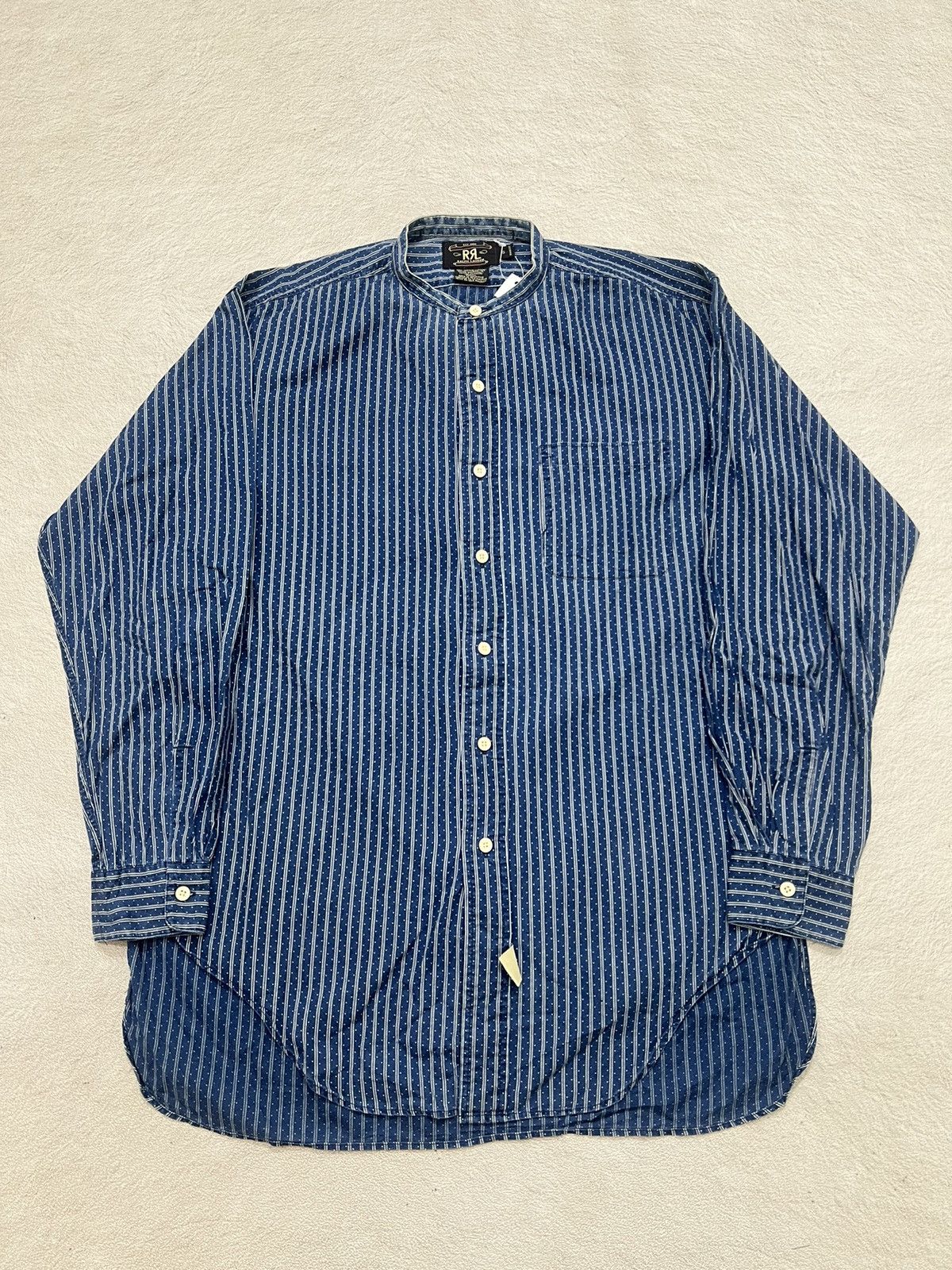 RRL Ralph Lauren 2000s RRL Double RL Pattern Hickory Stripe Collar Ls Shirt Size US L / EU 52-54 / 3 - 1 Thumbnail