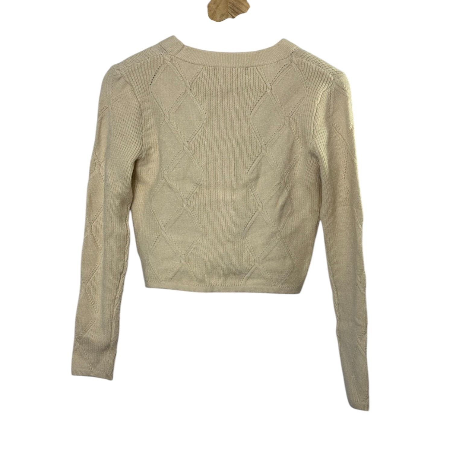 Central Park West Central Park West Bone Ivory Bella Cable Cardigan Medium Size M / US 6-8 / IT 42-44 - 7 Thumbnail