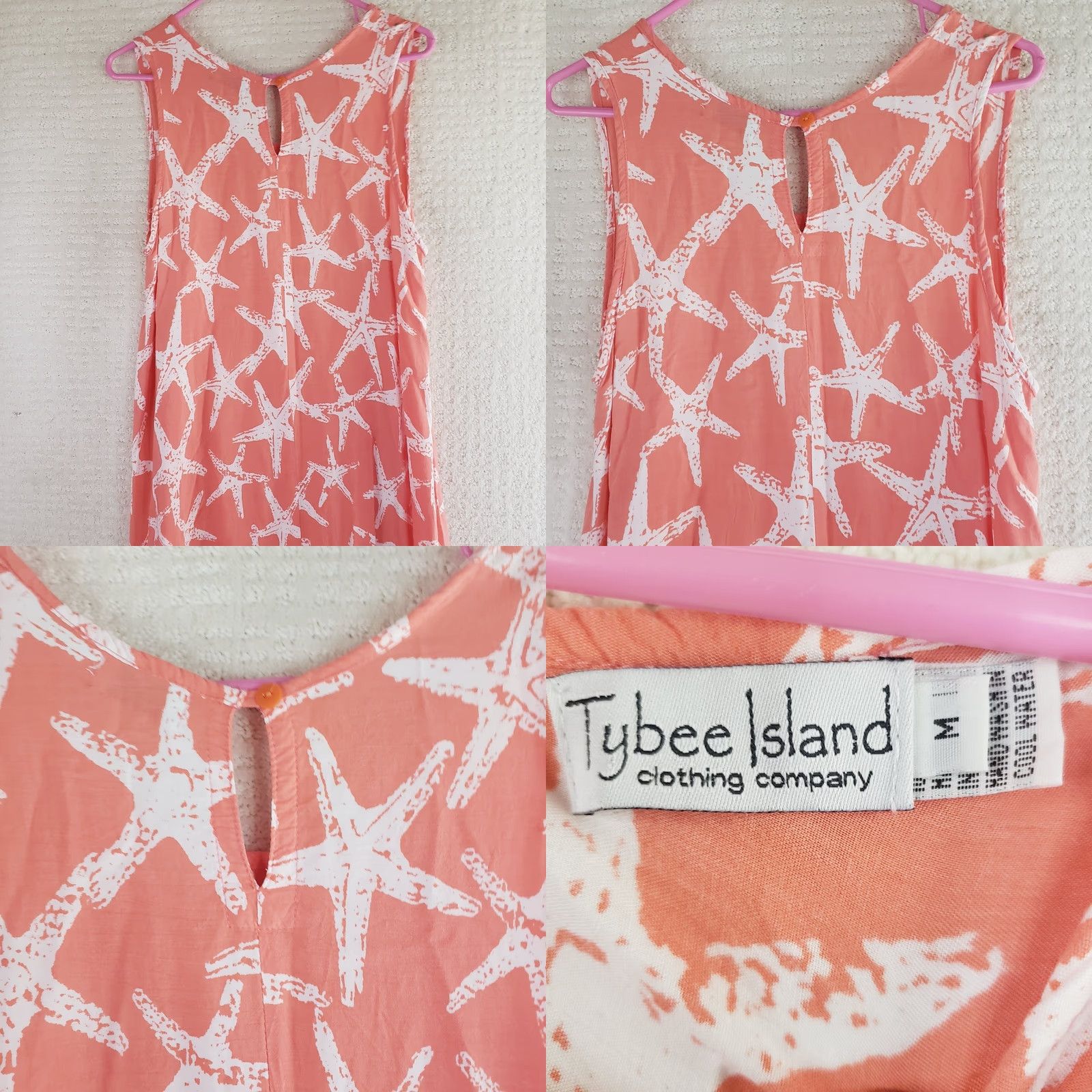 Vintage VINTAGE Tybee Island Clothing Co. Womens M Coral Starfish Sleeveless Summer Dress Beach Size M / US 6-8 / IT 42-44 - 8 Thumbnail