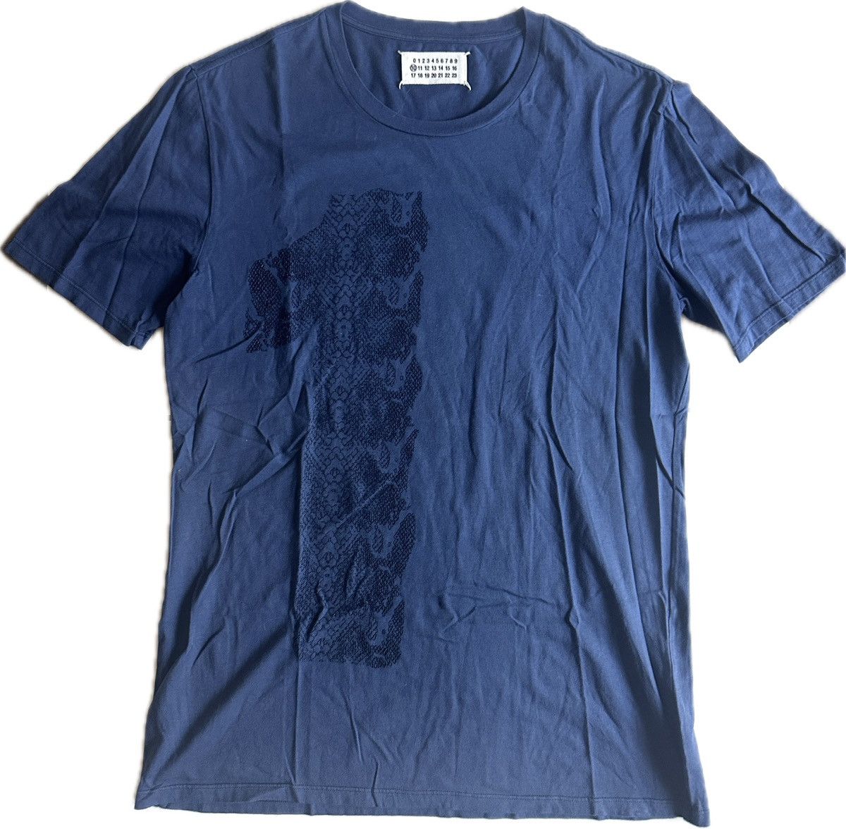 image of Maison Margiela Maison Mariela Printed Tee Size 52 in Blue, Men's