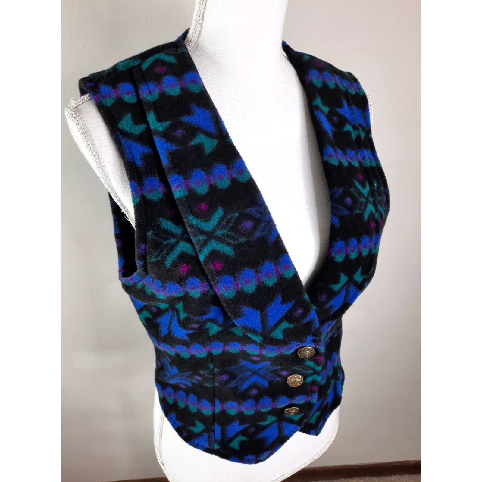 Vintage VINTAGE Faire Isle Fleece Vest Women's Small Black Size S / US 4 / IT 40 - 5 Thumbnail